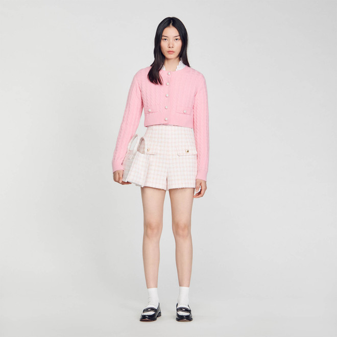 High rise tweed shorts - Pink