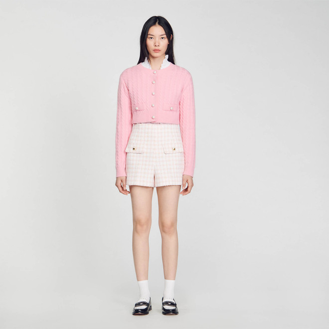 High rise tweed shorts - Pink