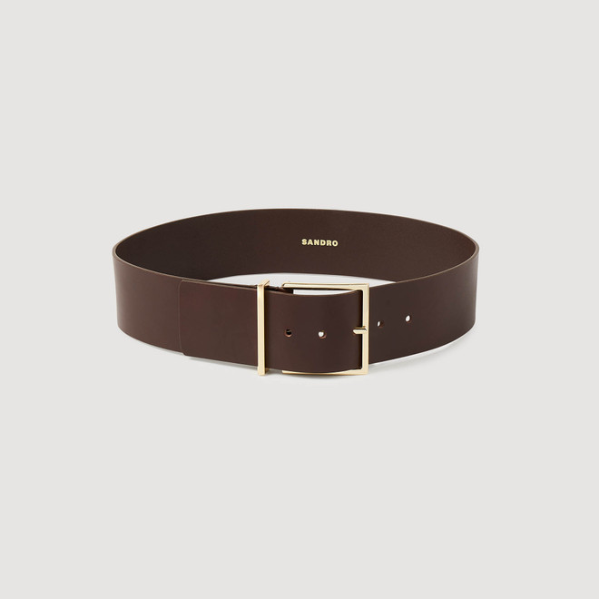 Wide leather belt - Brown