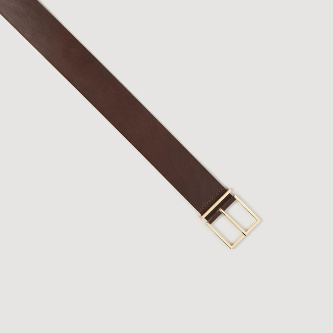 Wide leather belt - Brown