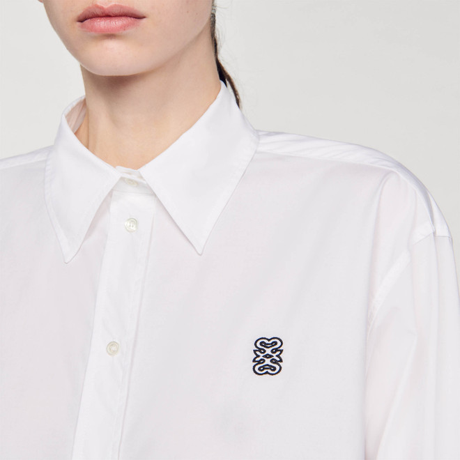 Cropped poplin shirt - White