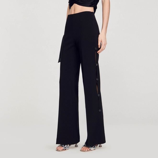 Flared pants with openwork sides - Black