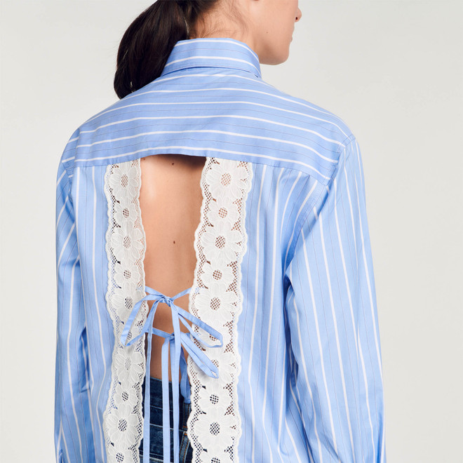 Shirt with open lace back - Blue