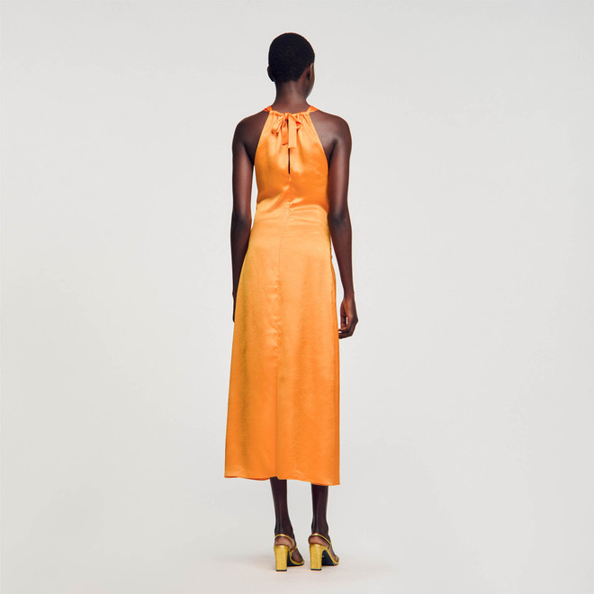 Ruched midi dress - Orange