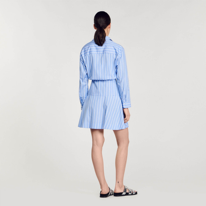 Striped tie front dress - Blue