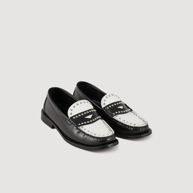 Two tone studded loafers - Ecru