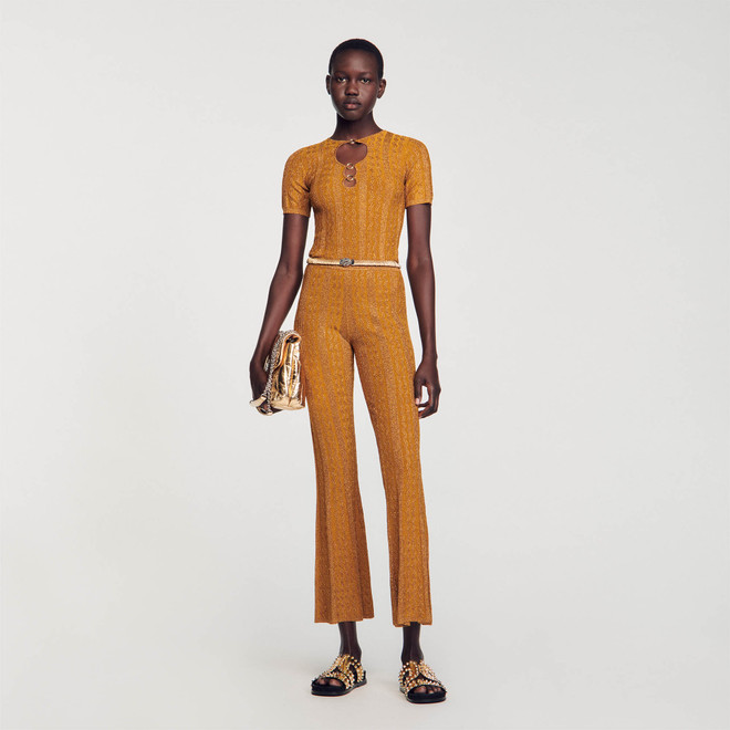 Metallic knit trousers - Orange