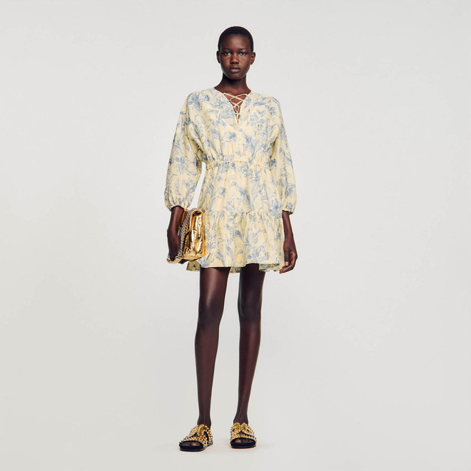 Sandro Floral print mini dress - Ecru 