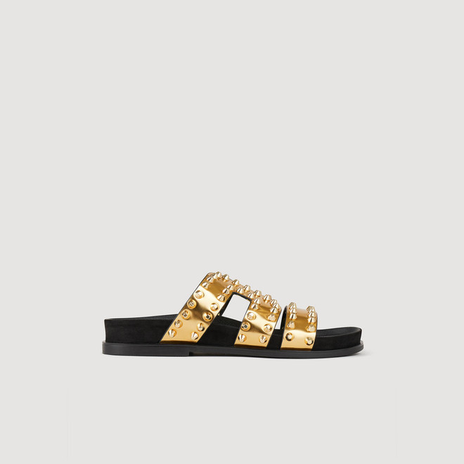 Flat rivet sandals - Gold