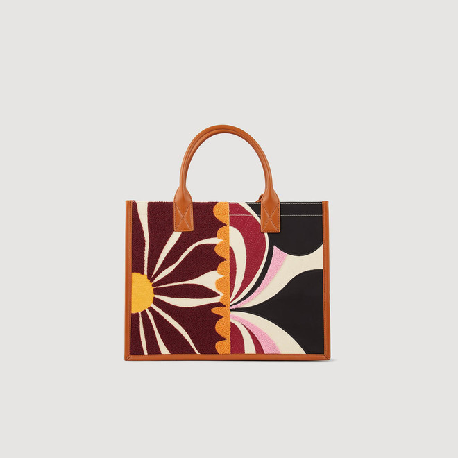 Sandro Printed canvas Kasbah tote bag - Brown 