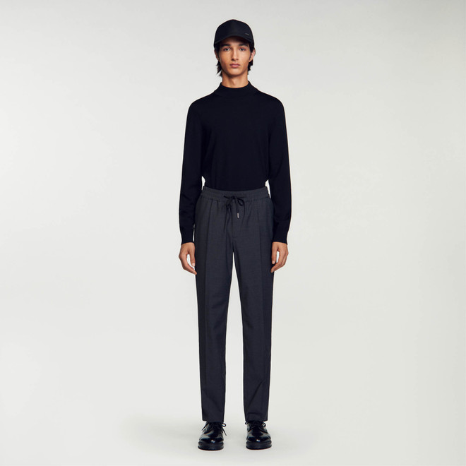 Elasticated straight leg trousers - Grey