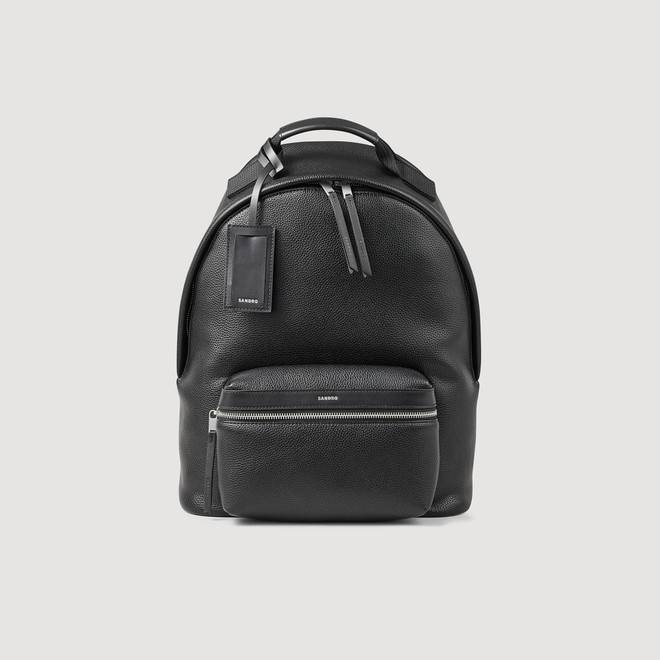 Black coated canvas backpack - Black