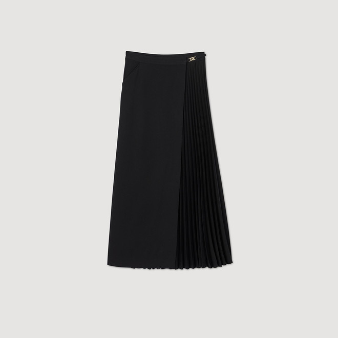 Curb chain buckle pleated skirt - Black