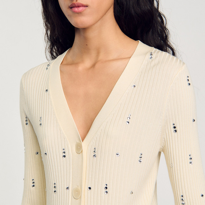 Rhinestone cardigan - Ecru