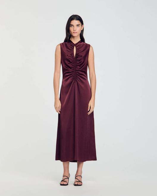 Draped satin effect dress - Red