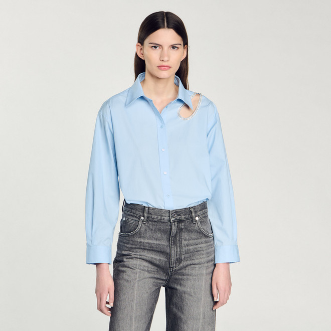 Rhinestone teardrop shirt - Blue