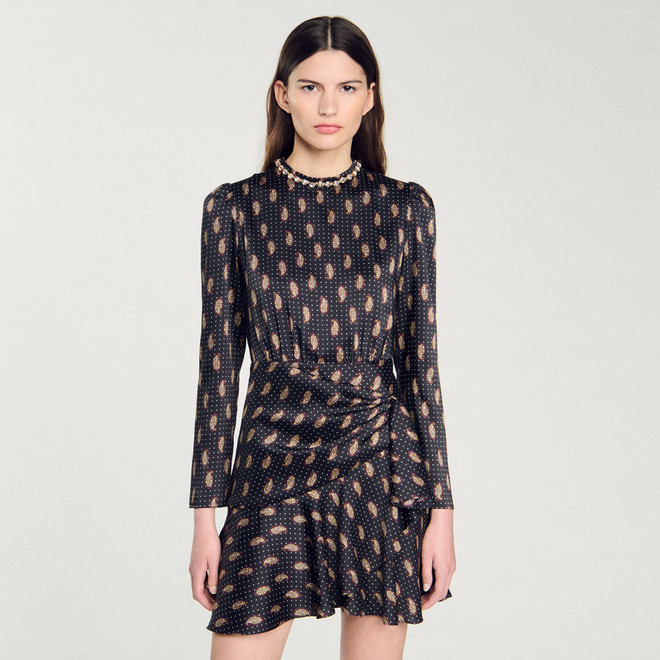 Short print dress - Black