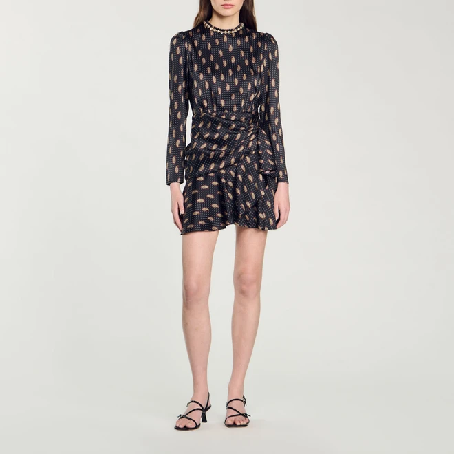 Short print dress - Black