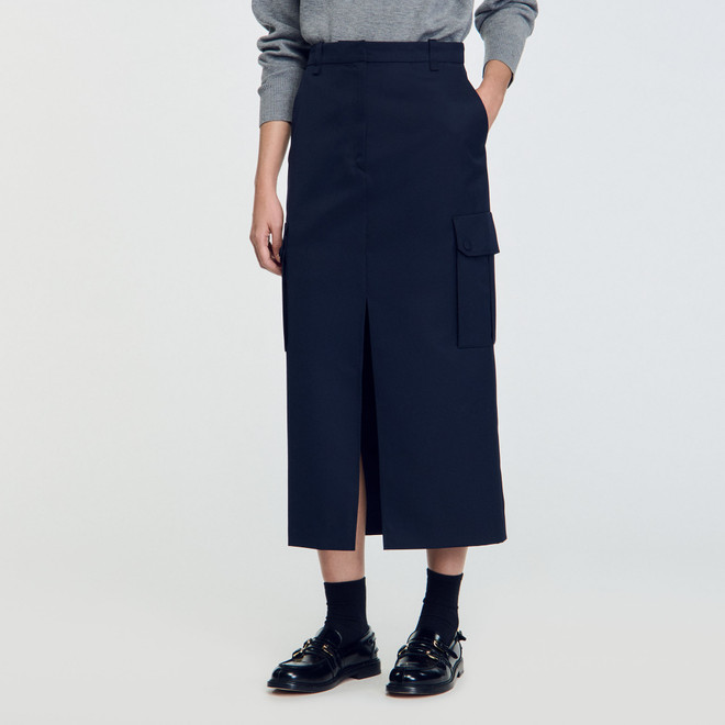 Long cargo skirt - Navy