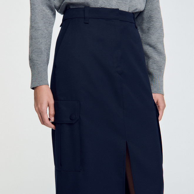 Long cargo skirt - Navy