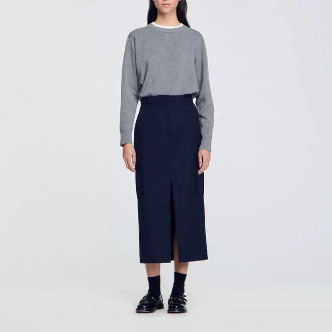 Long cargo skirt - Navy