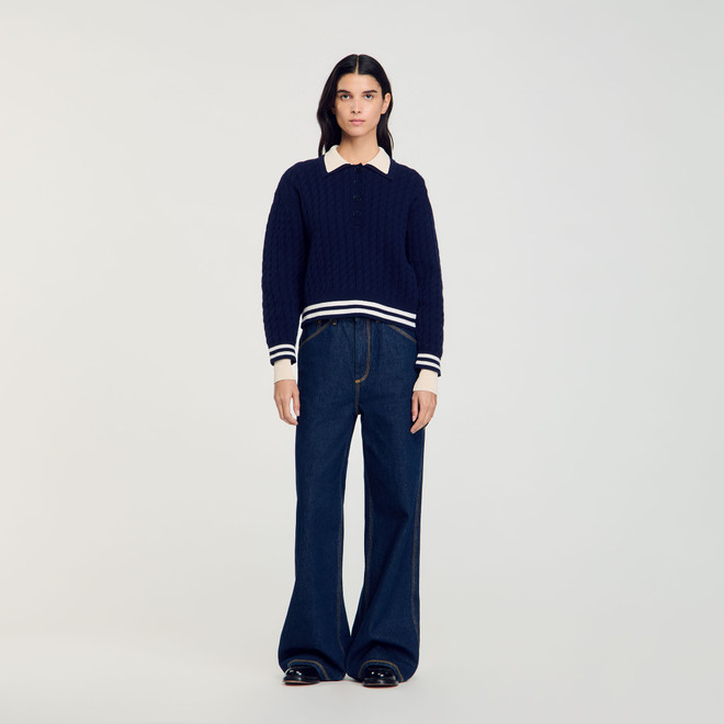 Cable knit jumper - Navy