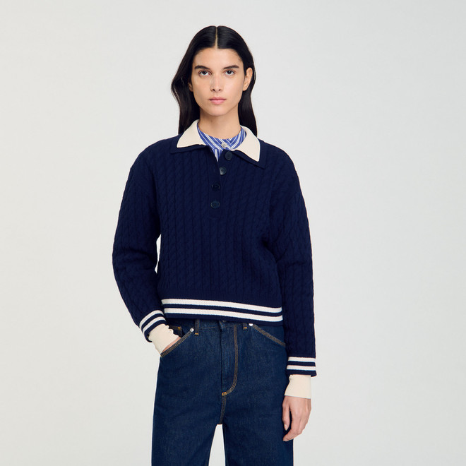 Cable knit jumper - Navy