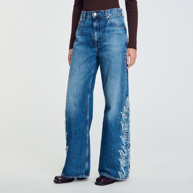 Flared Flame Jeans - Blue