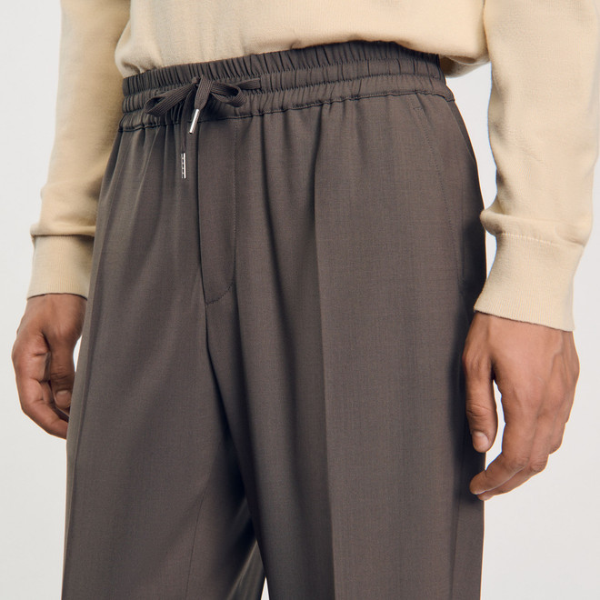 Elasticated Waist Trousers - Brown