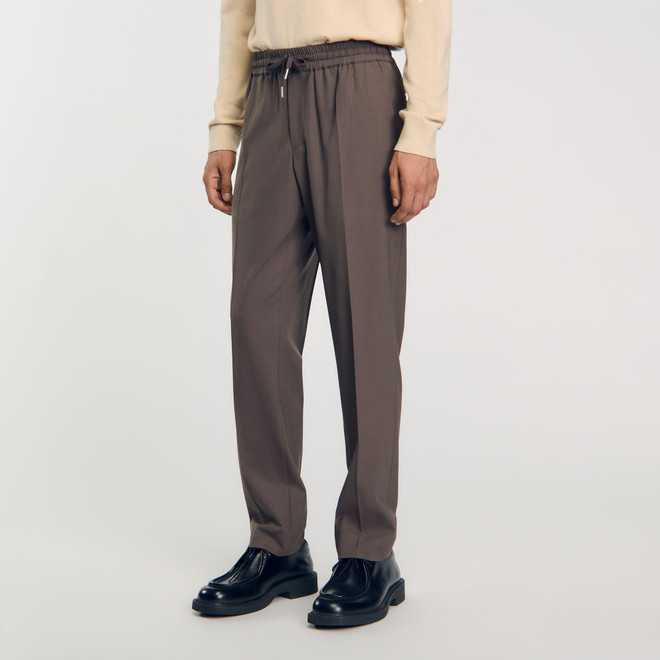 Elasticated Waist Trousers - Brown