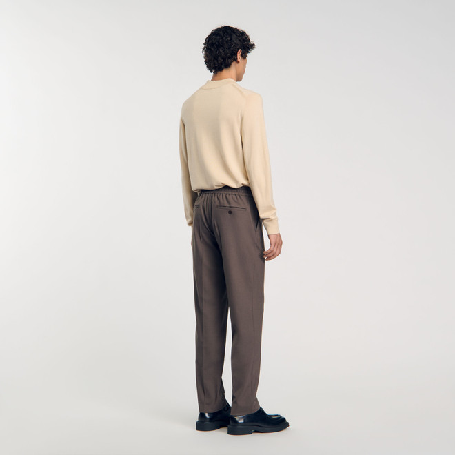 Elasticated Waist Trousers - Brown