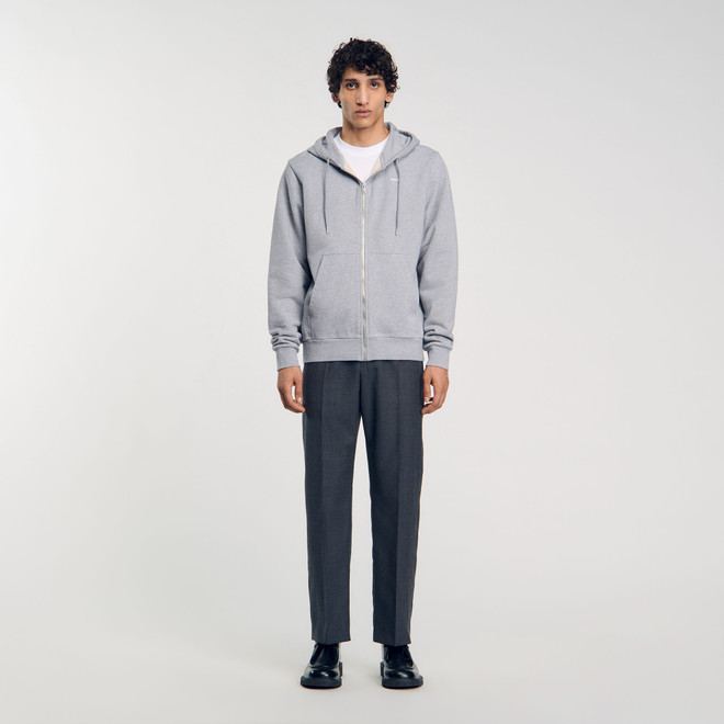 Embroidered Organic Cotton Hoodie - Grey