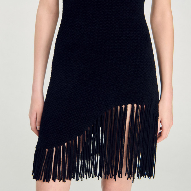 Short Fringed Dress - Black