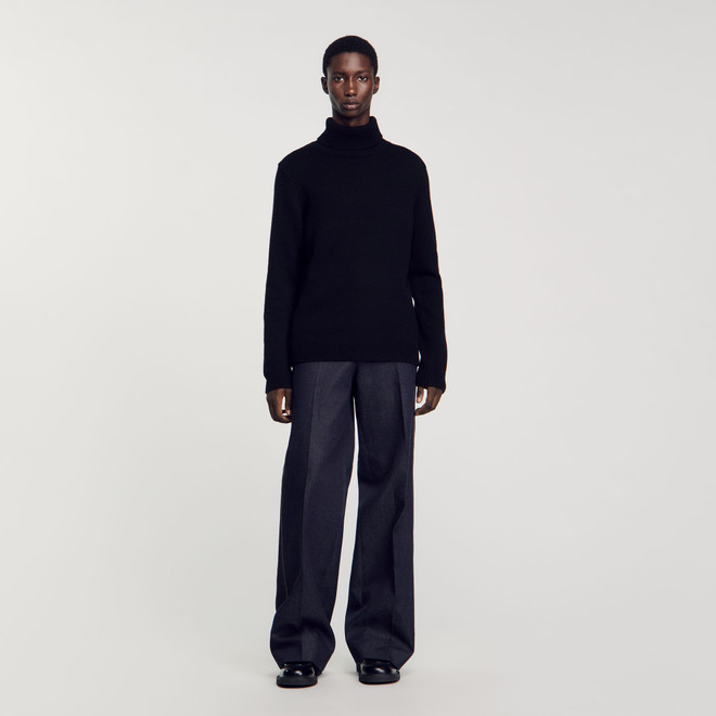 Wool and cashmere turtleneck jumper - Black