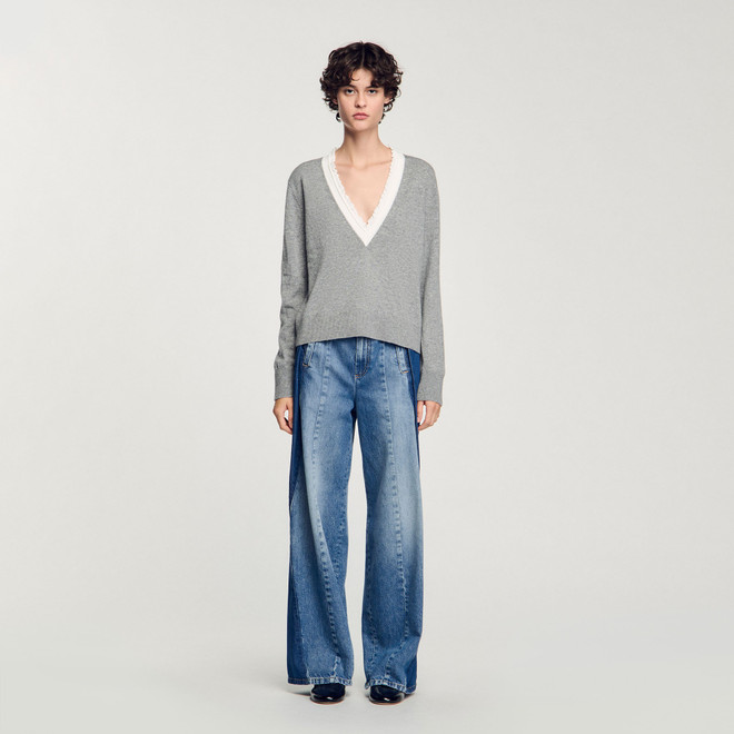 V neck jumper - Grey