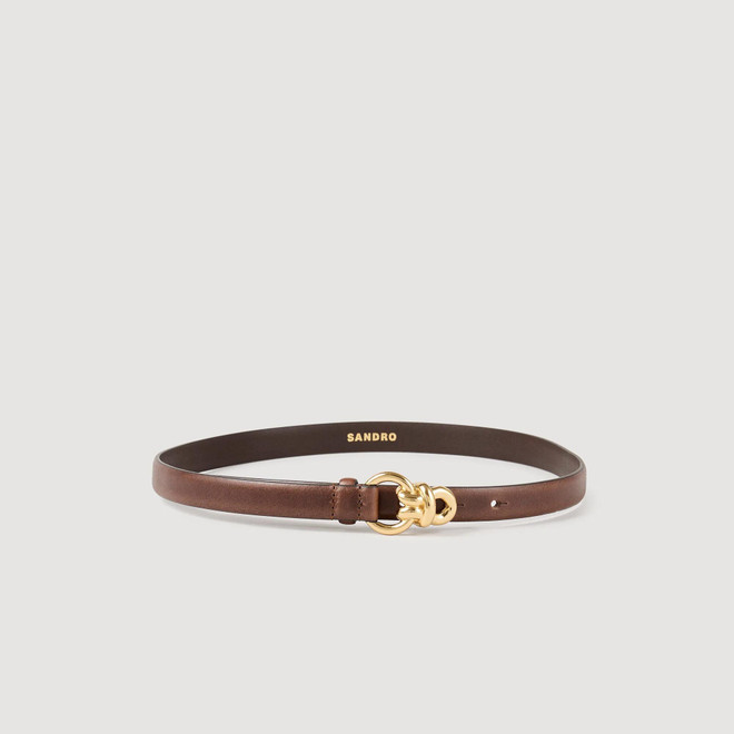Slim leather belt - Brown