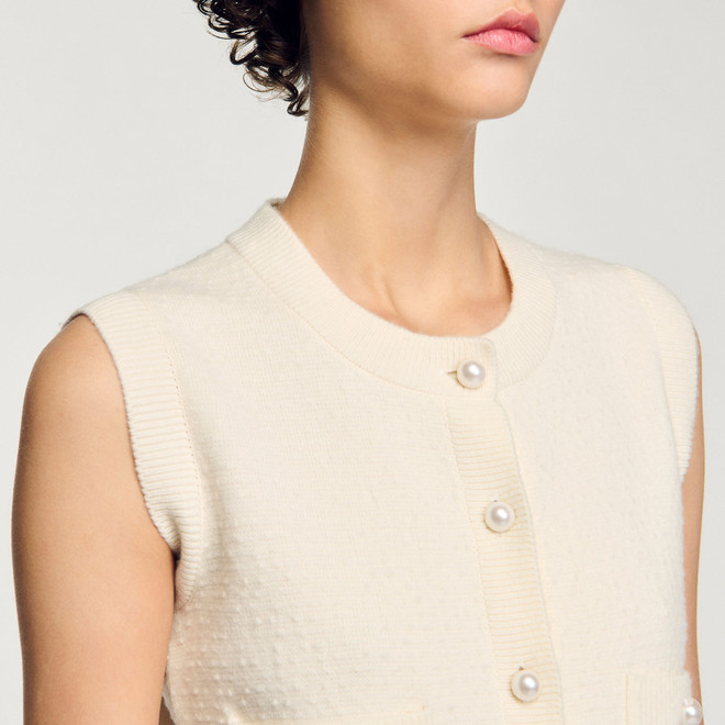Textured tweed cardigan - Ecru