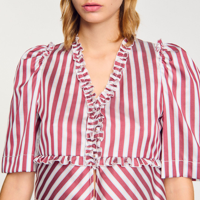 Ruffled striped shirt - Bordeaux