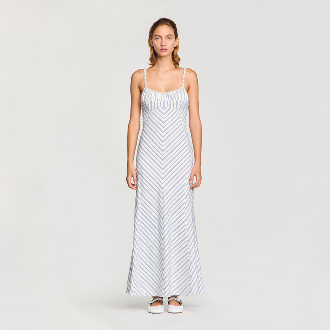 Stripy maxi dress with straps - Blue