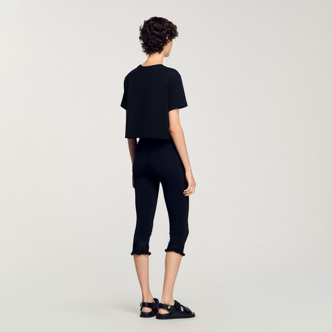 Floral embroidery Tshirt - Black