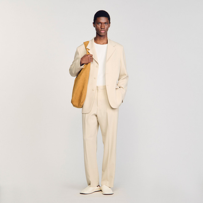 Oversized wool suit jacket - Ecru