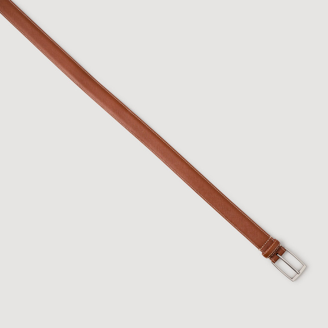 Saffiano leather belt - Brown