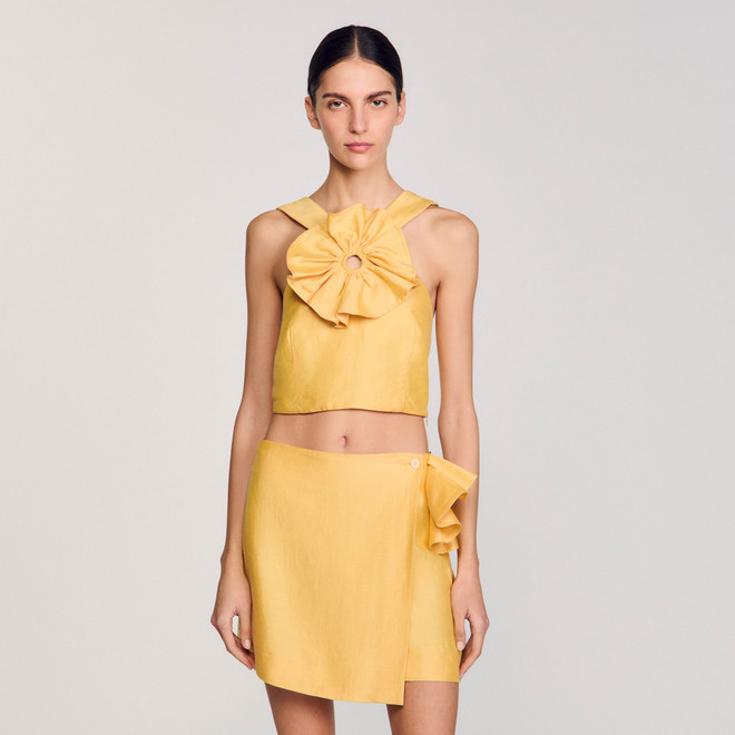 Ruffled crop top - Yellow