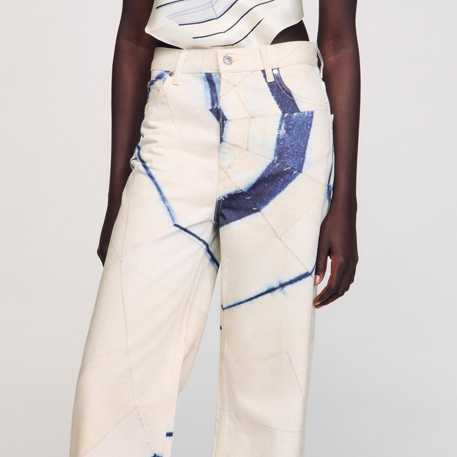 Wide leg spiral print jeans - Blue