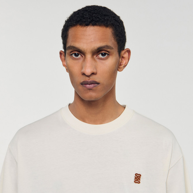 Leather logo Tshirt - Ecru