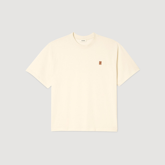 Leather logo Tshirt - Ecru