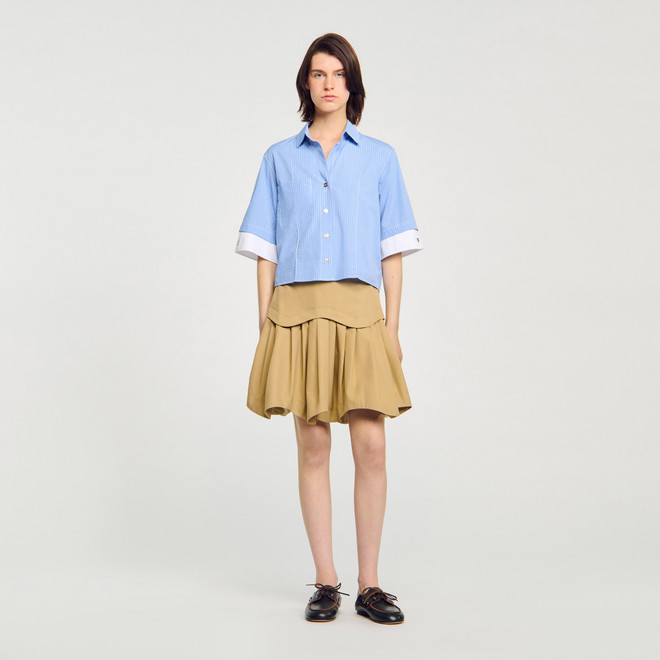 Oversized bow shirt Blue | Sandro Paris