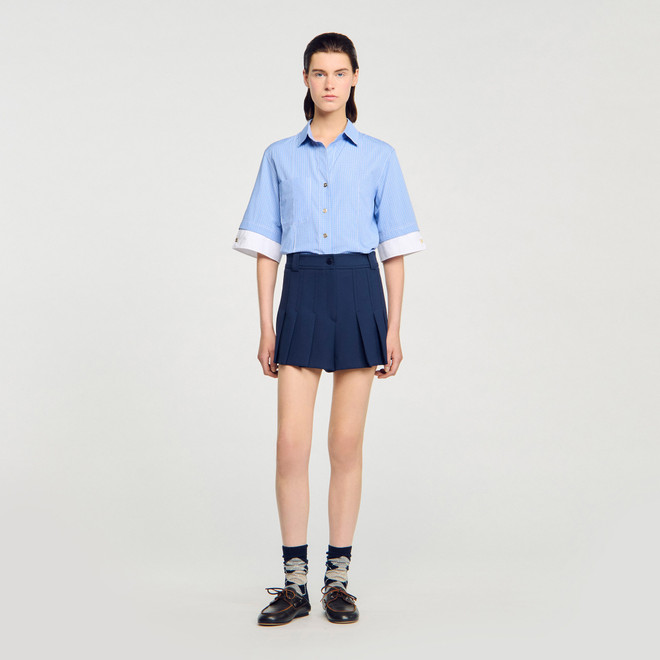 Tailored pleated shorts - Navy