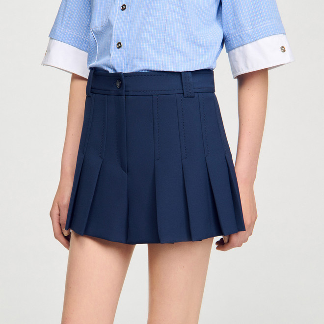 Tailored pleated shorts - Navy