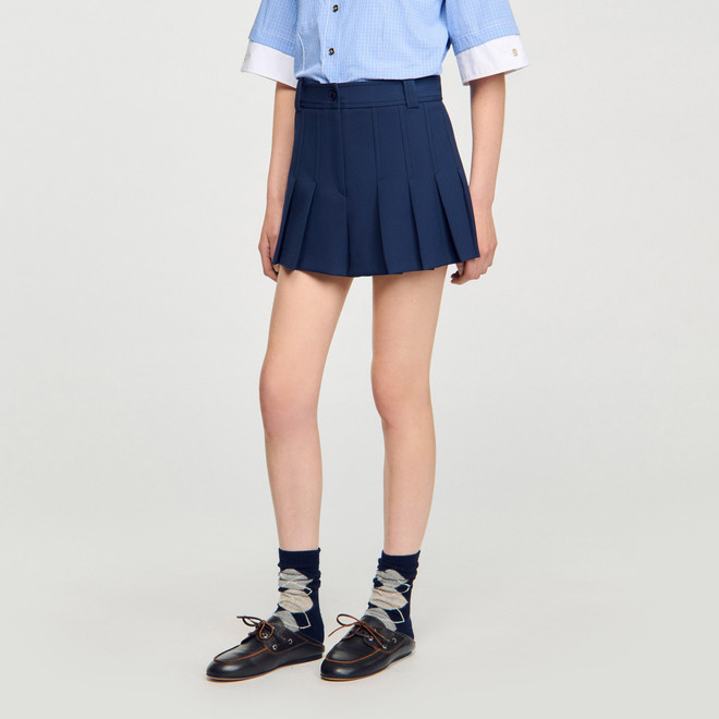 Tailored pleated shorts - Navy